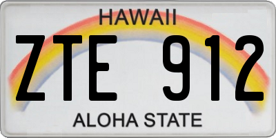 HI license plate ZTE912