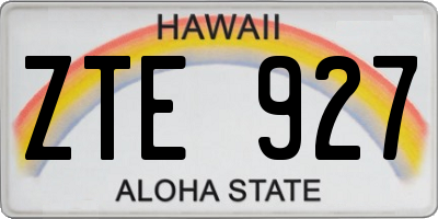 HI license plate ZTE927