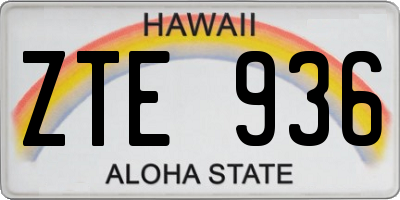 HI license plate ZTE936