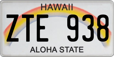 HI license plate ZTE938