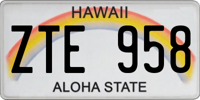 HI license plate ZTE958