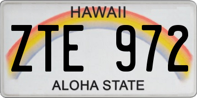 HI license plate ZTE972