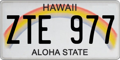 HI license plate ZTE977