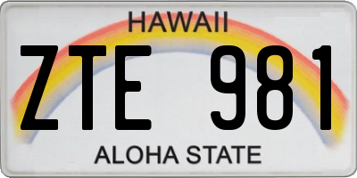 HI license plate ZTE981