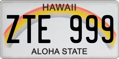 HI license plate ZTE999