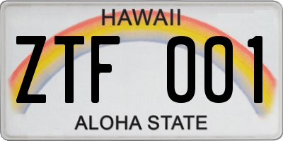 HI license plate ZTF001