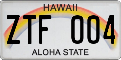 HI license plate ZTF004