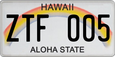 HI license plate ZTF005