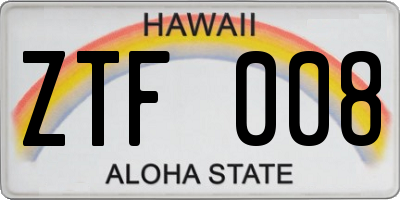 HI license plate ZTF008