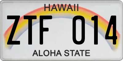 HI license plate ZTF014