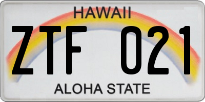 HI license plate ZTF021