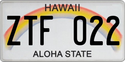 HI license plate ZTF022