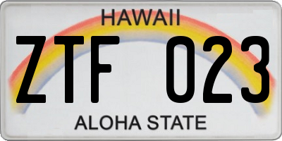 HI license plate ZTF023