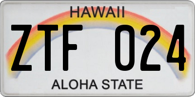 HI license plate ZTF024