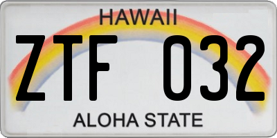 HI license plate ZTF032