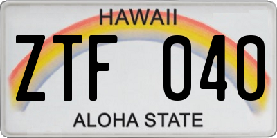 HI license plate ZTF040