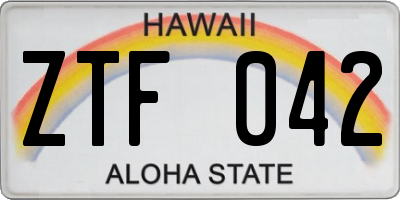 HI license plate ZTF042