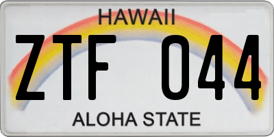 HI license plate ZTF044