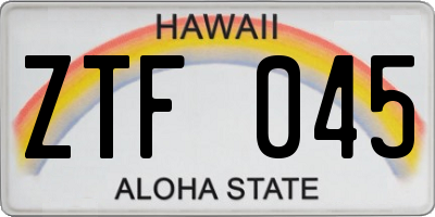 HI license plate ZTF045