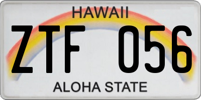 HI license plate ZTF056