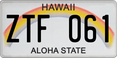 HI license plate ZTF061