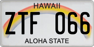 HI license plate ZTF066