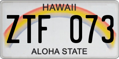 HI license plate ZTF073