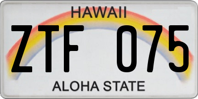 HI license plate ZTF075