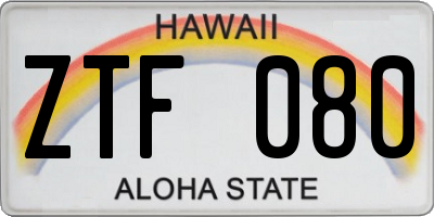 HI license plate ZTF080
