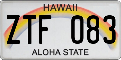 HI license plate ZTF083