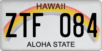 HI license plate ZTF084