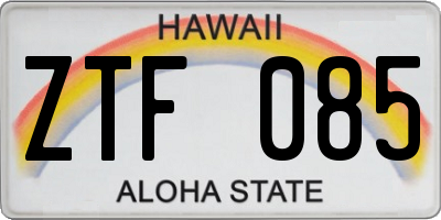 HI license plate ZTF085