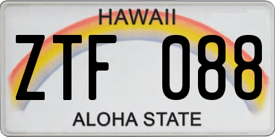 HI license plate ZTF088