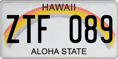 HI license plate ZTF089