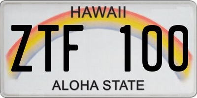 HI license plate ZTF100