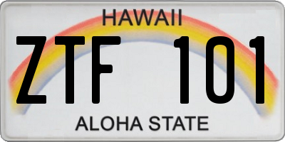 HI license plate ZTF101