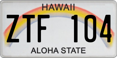 HI license plate ZTF104