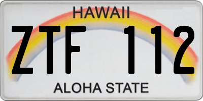 HI license plate ZTF112