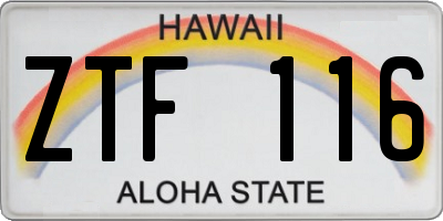 HI license plate ZTF116