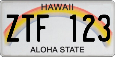 HI license plate ZTF123