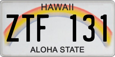 HI license plate ZTF131