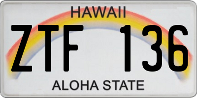 HI license plate ZTF136