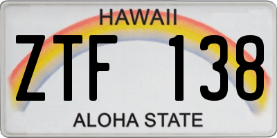 HI license plate ZTF138