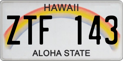 HI license plate ZTF143