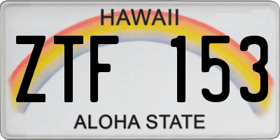 HI license plate ZTF153