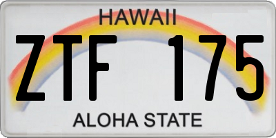 HI license plate ZTF175