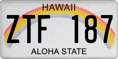 HI license plate ZTF187