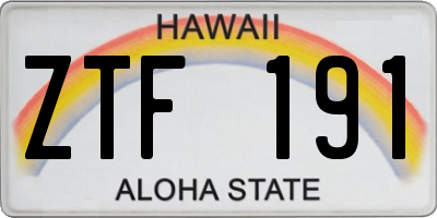 HI license plate ZTF191