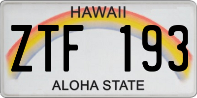 HI license plate ZTF193