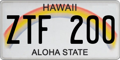 HI license plate ZTF200